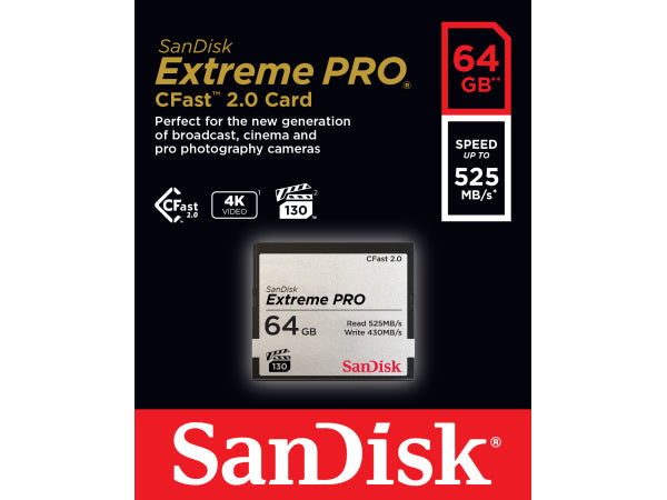 Sandisk CFast ExtremePro 525MB/s 64GB Kaufuniversum - Sandisk CFast ExtremePro 525MB/s 64GB