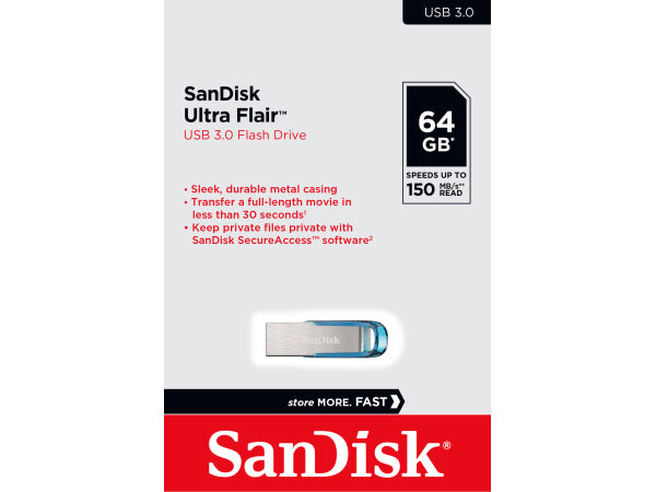 Sandisk Ultra USB 3.0 Flair 64GB Blue Kaufuniversum - Sandisk Ultra USB 3.0 Flair 64GB Blue