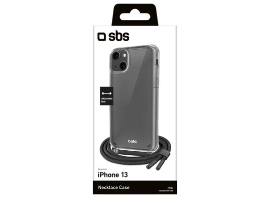 SBS Transparente Hülle mit farbigem Umhängeband für das iPhone 13