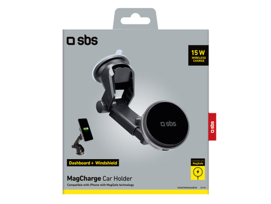SBS Magnetische Autohalterung für Windschutzscheibe und Armaturenbrett, kompatibel mit MagSafe-Aufladung
