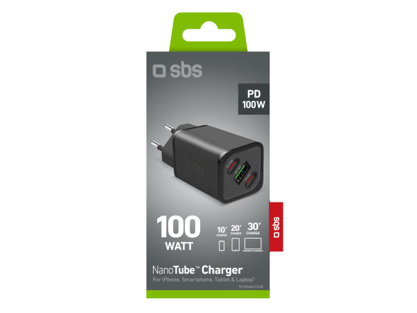 SBS GaN-Ladegerät 100 Watt mit Power Delivery (PD) Kaufuniversum - SBS GaN-Ladegerät 100 Watt mit Power Delivery (PD)
