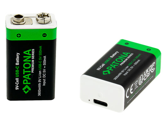 Patona Premium Akku 2x 9V 6LR61 USB-C
