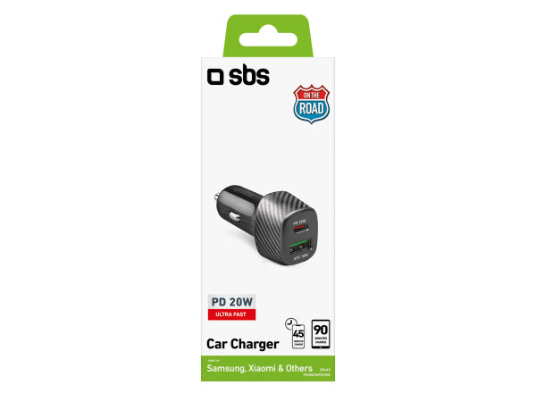 SBS Ultra schnelles Ladegerät fürs Auto, 1 USB-C 20W und 1 USB 18W Anschluss Kaufuniversum - SBS Ultra schnelles Ladegerät fürs Auto, 1 USB-C 20W und 1 USB 18W Anschluss