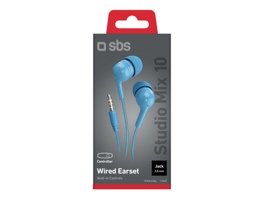 SBS Kopfhörer mit Kabel, Stereo In-Ear Studio Mix 10, 3,5 mm Klinkenstecker mit Mikrofon und Taste zur Gesprächsannahme/ -beendigung