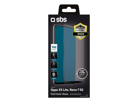 SBS Glas Displayschutz Full Cover für Oppo Find X5 Lite/Reno 7 5G/4G/Reno 7Z/OnePlus N20 5G