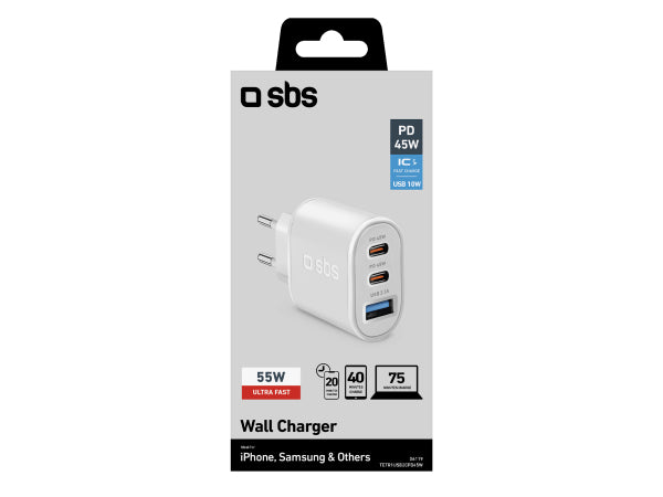 SBS 55-Watt-Ultra-Schnellladegerät mit Power Delivery für Akkus Kaufuniversum - SBS 55-Watt-Ultra-Schnellladegerät mit Power Delivery für Akkus