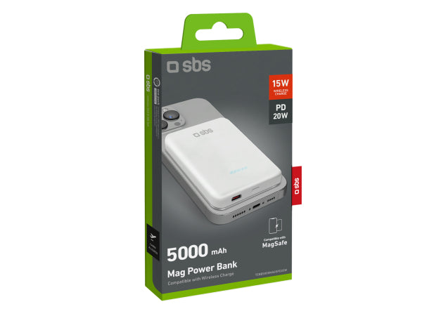 SBS 5000-mAh-Powerbank mit kabelloser, magnetischer Aufladung Kaufuniversum - SBS 5000-mAh-Powerbank mit kabelloser, magnetischer Aufladung