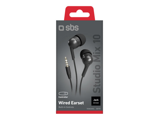 SBS Kopfhörer mit Kabel, Stereo In-Ear Studio Mix 10, 3,5 mm Klinkenstecker mit Mikrofon und Taste zur Gesprächsannahme/ -beendigung