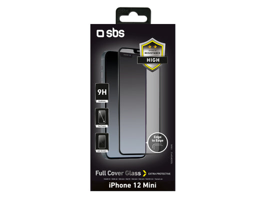 SBS Glas Displayschutz Full Cover für iPhone 12 Mini