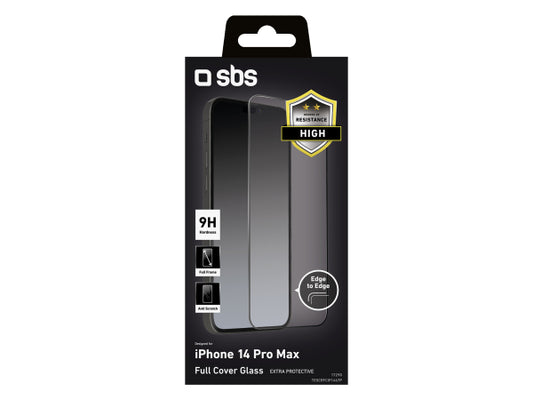 SBS Glas Displayschutz Full Cover für iPhone 14 Pro Max