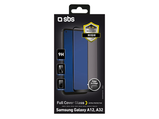 SBS Glas Displayschutz Full Cover für Samsung Galaxy A12/A32 5G/M12/A13 4G-5G/A03/A04s