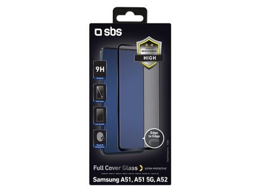 SBS Glas Displayschutz Full Cover für Samsung Galaxy A51/A52/A52s/A53