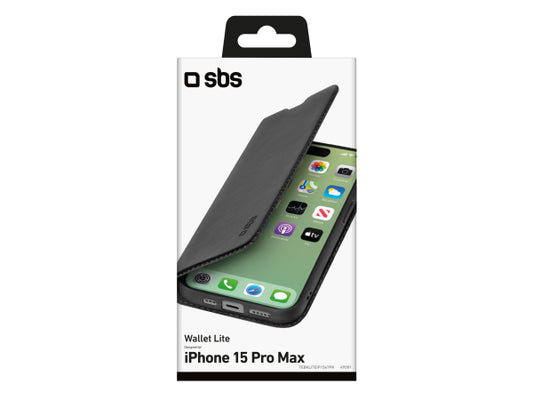 SBS Bookcase Wallet Lite-Hülle für iPhone 15 Pro Max