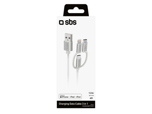 SBS USB zu Micro-USB-Kabel mit Lightning- und USB-C-Adaptern