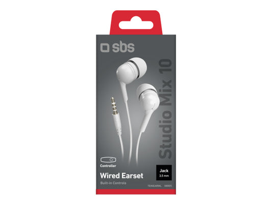 SBS Kopfhörer mit Kabel, Stereo In-Ear Studio Mix 10, 3,5 mm Klinkenstecker mit Mikrofon und Taste zur Gesprächsannahme/ -beendigung