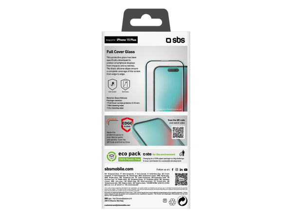 SBS Glas Displayschutz Full Cover für iPhone 15 Plus Kaufuniversum - SBS Glas Displayschutz Full Cover für iPhone 15 Plus