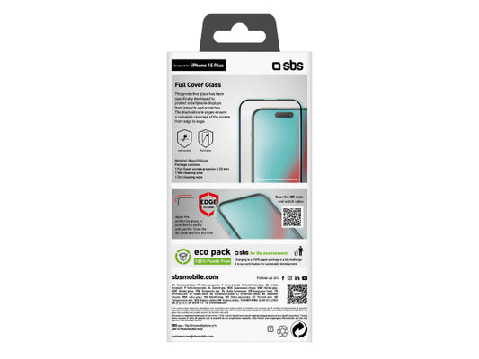 SBS Glas Displayschutz Full Cover für iPhone 15 Plus