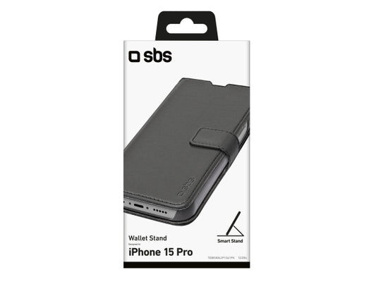 SBS Book Case Wallet für iPhone 15 Pro mit Standfunktion