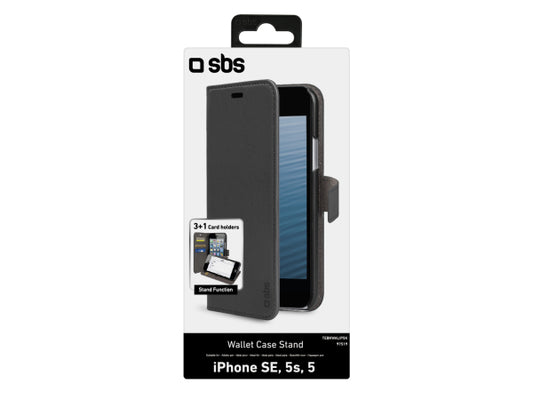 SBS Book Case Wallet für iPhone SE/5S/5 mit Standfunktion