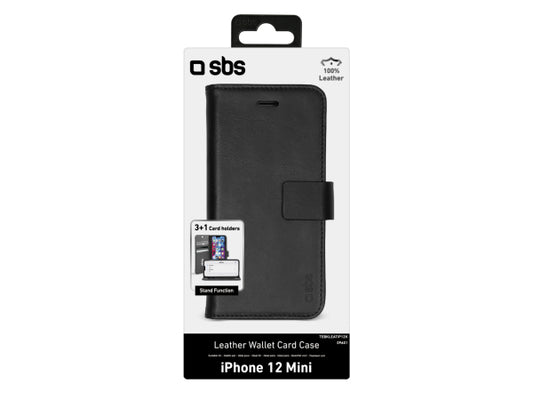 SBS Klapphülle aus echtem Leder für iPhone 12 Mini