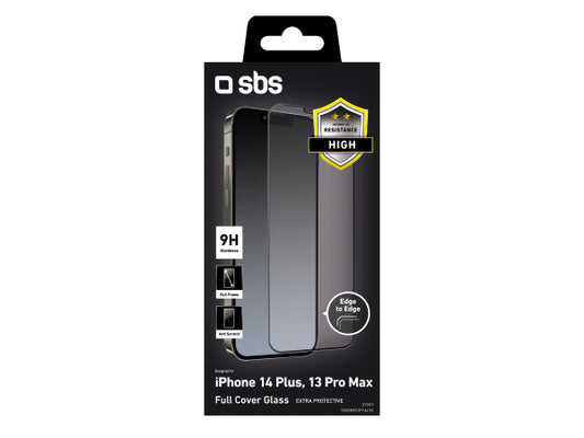 SBS Glas Displayschutz Full Cover für iPhone 13 Pro Max/iPhone 14 Plus