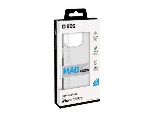 SBS Transparente steife Hülle, kompatibel mit MagSafe-Ladefunktion für iPhone 15 Pro