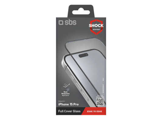 SBS Glas Displayschutz Full Cover für iPhone 15 Pro