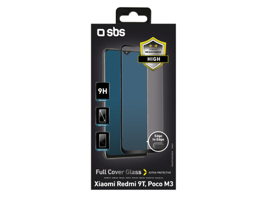 SBS Glas Displayschutz Full Cover für Xiaomi Redmi 9T/Poco M3