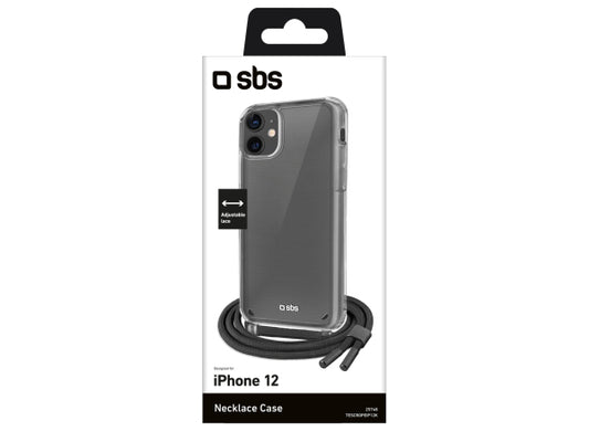 SBS Transparente Hülle mit farbigem Umhängeband für das iPhone 12/12 Pro