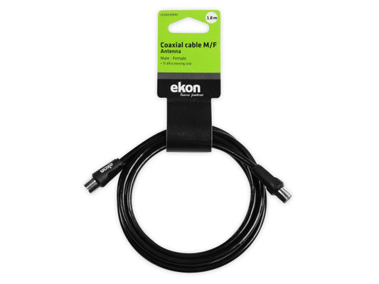 EKON Antennenkabel Stecker / Buchse Schwarz 75dB