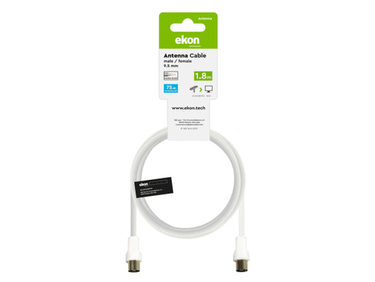 EKON Antennenkabel Stecker / Buchse weiß 75dB