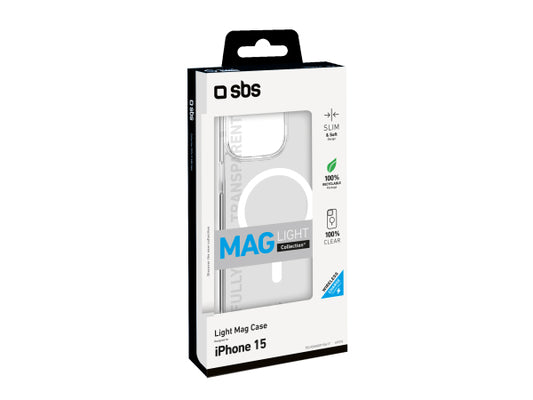 SBS Transparente steife Hülle, kompatibel mit MagSafe-Ladefunktion für iPhone 15