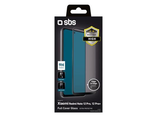 SBS Glas Displayschutz Full Cover für Xiaomi Redmi Note 12 Pro/12 Pro+