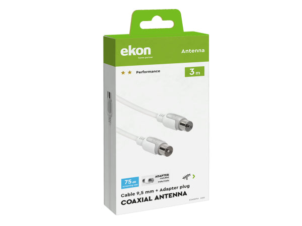 EKON Antennenkabel Stecker/Buchse + 75dB-Adapter Kaufuniversum - EKON Antennenkabel Stecker/Buchse + 75dB-Adapter