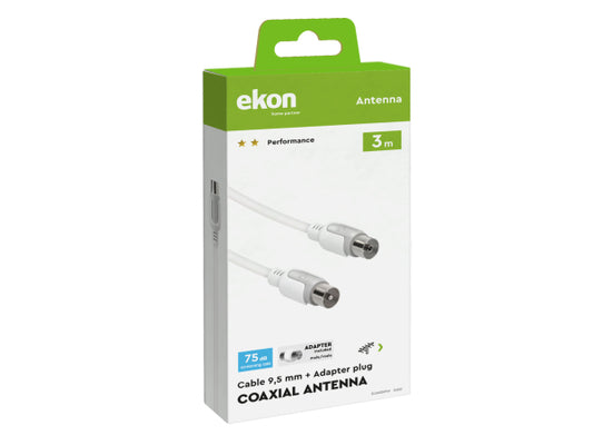 EKON Antennenkabel Stecker/Buchse + 75dB-Adapter