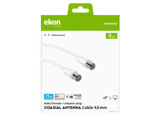 EKON Antennenkabel Stecker/Buchse + 75dB-Adapter