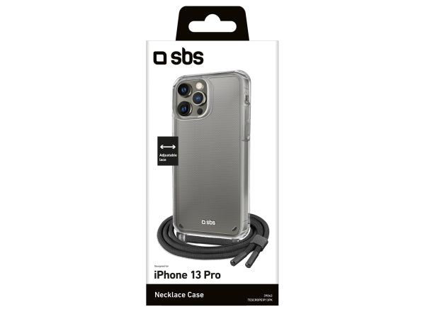 SBS Transparente Hülle mit farbigem Umhängeband für das iPhone 13 Pro Kaufuniversum - SBS Transparente Hülle mit farbigem Umhängeband für das iPhone 13 Pro