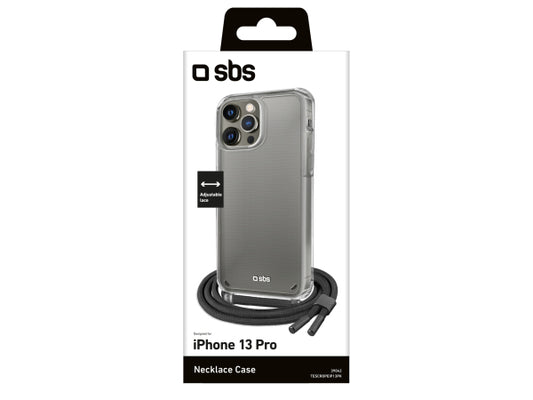 SBS Transparente Hülle mit farbigem Umhängeband für das iPhone 13 Pro