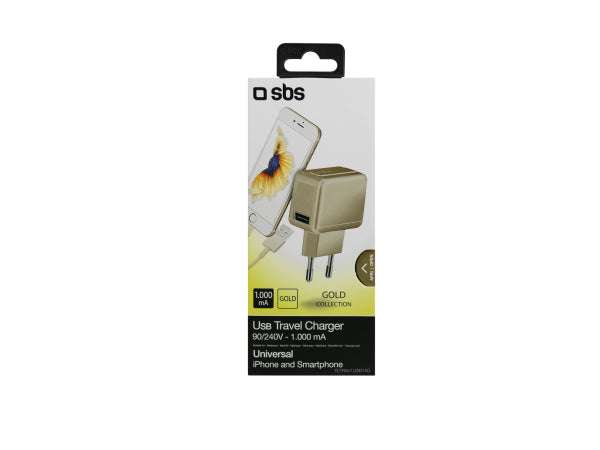 SBS Reiseladegerät Gold Collection mit USB-Ausgang 1 mAh Kaufuniversum - SBS Reiseladegerät Gold Collection mit USB-Ausgang 1 mAh