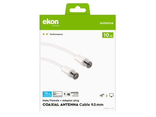 EKON Antennenkabel Stecker/Buchse + 75dB-Adapter