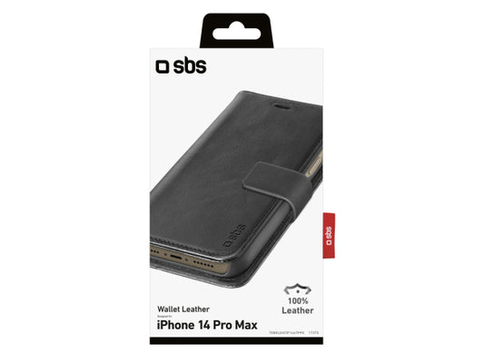 SBS Klapphülle aus echtem Leder für iPhone 14 Pro Max