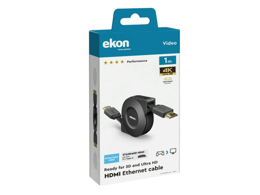 EKON Vergoldetes, einziehbares HDMI v.2.0 -Kabel
