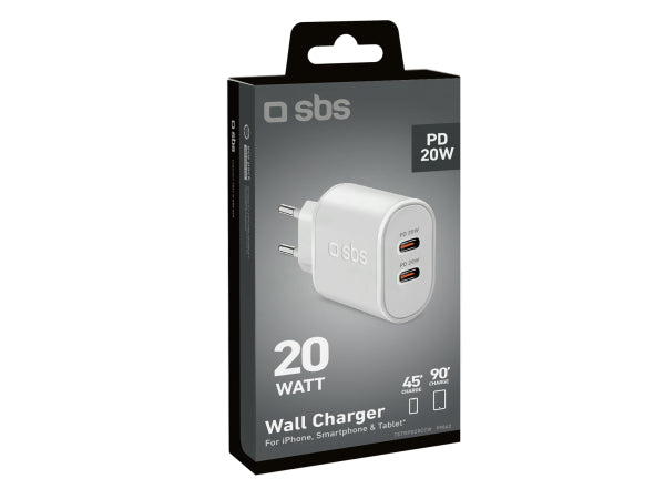 SBS 20 W Power Delivery-Wandladegerät mit zwei USB-C-Ausgängen Kaufuniversum - SBS 20 W Power Delivery-Wandladegerät mit zwei USB-C-Ausgängen