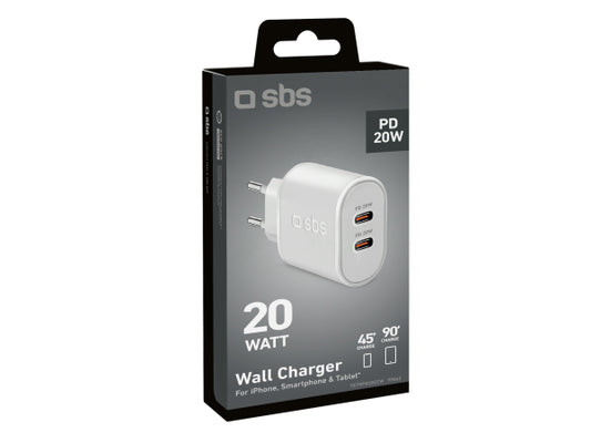 SBS 20 W Power Delivery-Wandladegerät mit zwei USB-C-Ausgängen