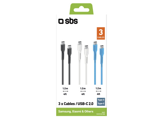 SBS USB-C - USB-C Lade- und Datenkabel-Set in 3 Farben