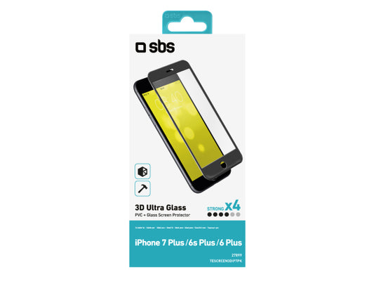 SBS Displayschutz Glas 3D für iPhone 8 Plus / 7 Plus / 6s Plus / 6 Plus