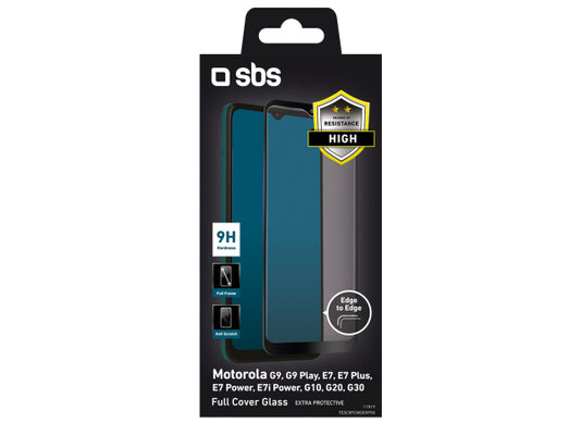 SBS Glas Displayschutz Full Cover für Motorola E22i/E20/G9/G9 Play/E7/E7 Plus/E7 Power/G10/G20/G30