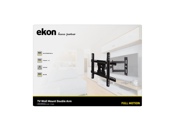 EKON Doppelt schwenkbare Wandhalterung für TV von 32 bis 75 Zoll, 50 kg Kaufuniversum - EKON Doppelt schwenkbare Wandhalterung für TV von 32 bis 75 Zoll, 50 kg