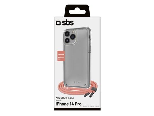SBS Transparente Hülle mit farbigem Umhängeband für das iPhone 14 Pro