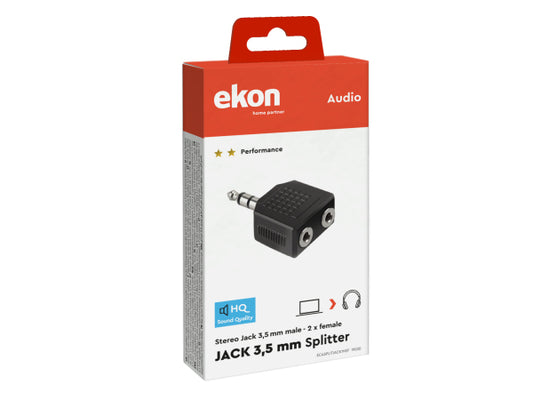 EKON Audio-Splitter Buchse 3,5 mm Stecker auf 2 Buchsen